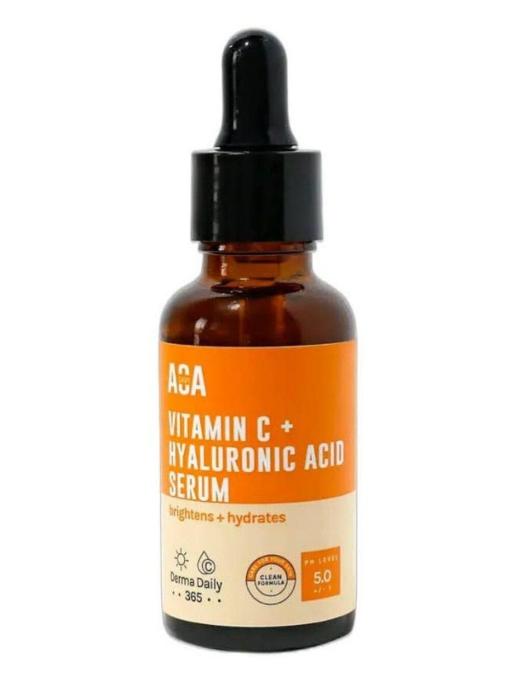 ACA Skin Vitamin C + Hyaluronic Acid Serum - Brightens & Hydrates - Clean